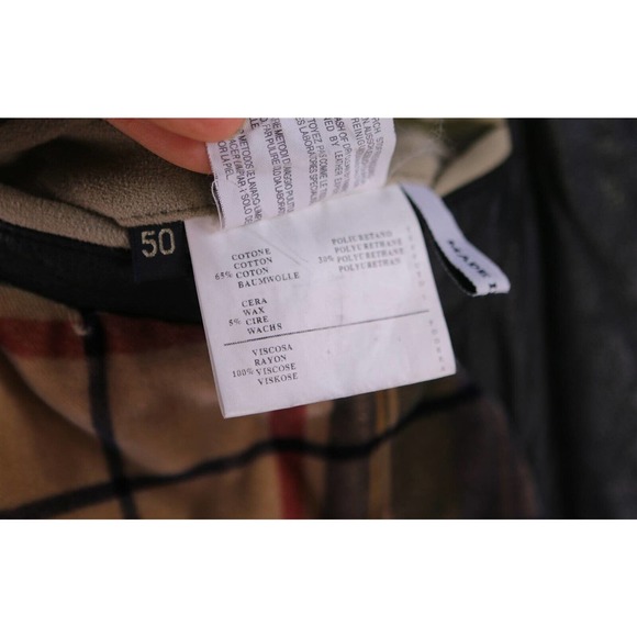 Canali Black Waxed Cotton-Leather Barn Jacket 40/Medium - Picture 12 of 12